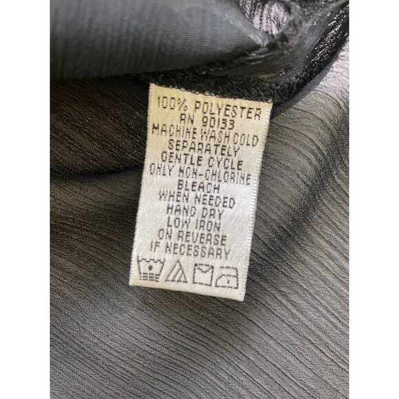 Linea By Louis DellOlio Black Sheer Button-Up Blouse Size XS Shirt Top Classic‎ - Picture 4 of 5